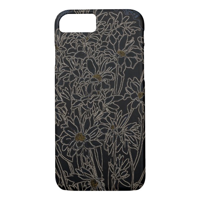 Daisy Chrysanthemum, blooming flowers, black Case-Mate iPhone Case (Back)