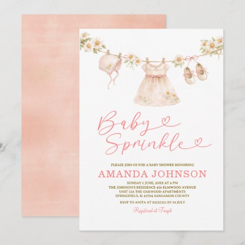 Daisy Clothesline Baby Sprinkle Girl Pink Peach