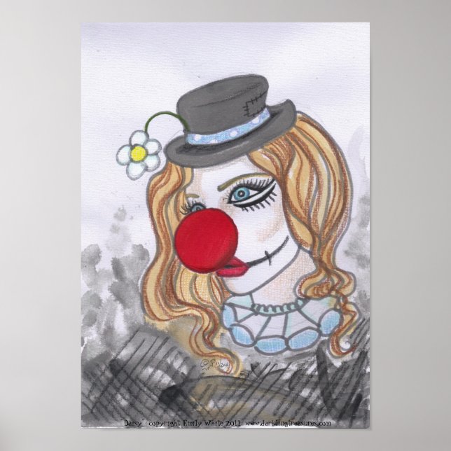 Daisy Clown Girl Portrait fantasy art poster print (Front)