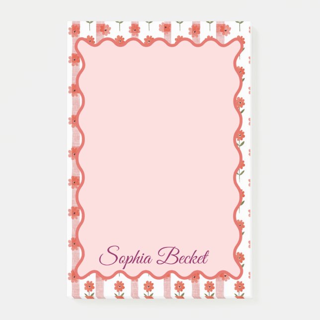 Daisy Coquette Stripes Notepad (Front)