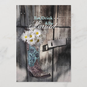 daisy country cowboy wedding rehearsal dinner invitation