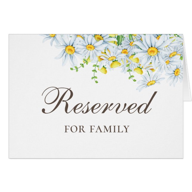 Daisy. Country floral script wedding reserved sign Cards (Front Horizontal)