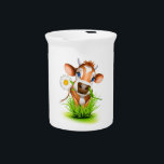 Daisy Cow Pitcher<br><div class="desc">Pitcher shown with a cute daisy the cow print. Customize this item or buy as is.</div>