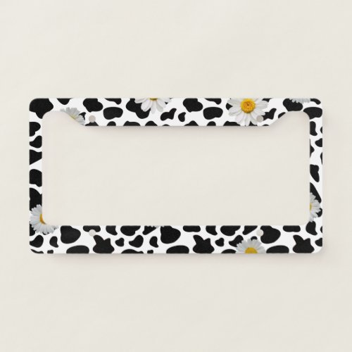 Daisy Cow Print License Plate Frame