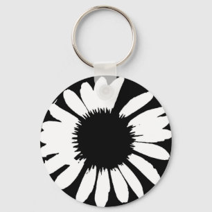 Daisy Crazy - Black & White Daisy Keychain