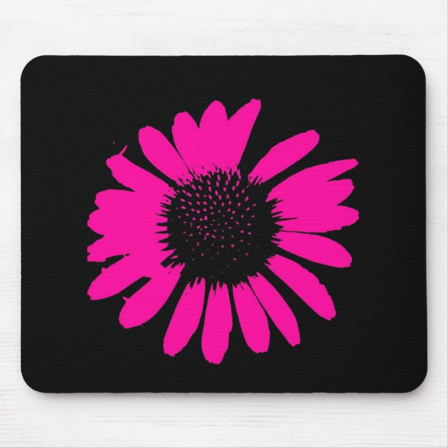 "Daisy Crazy" - Hot Pink Daisy Mouse Pad (Front)