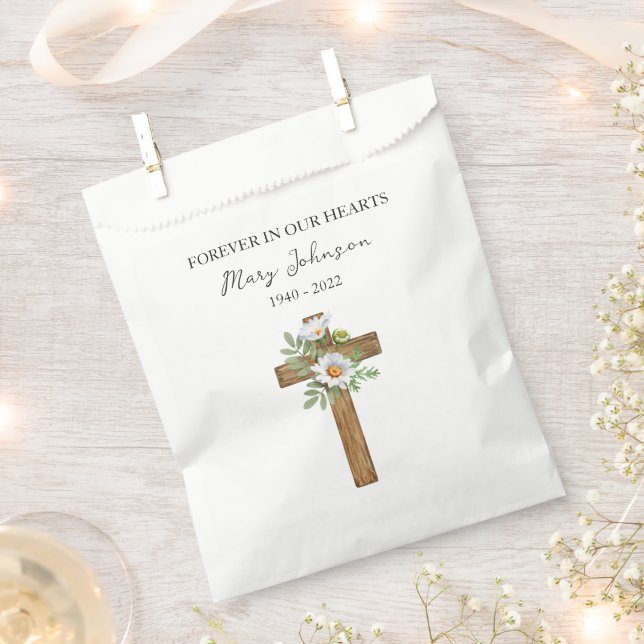 Daisy Cross Funeral Favor Bag (Clipped)