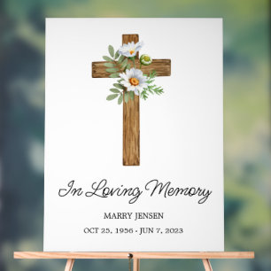 Daisy cross Memorial Funeral Acrylic Sign