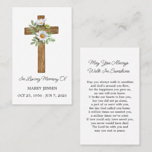 Daisy Cross Memorial Funeral Prayer Card