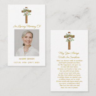 Daisy Cross Memorial Photo Funeral Prayer Card