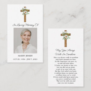 Daisy Cross Memorial Photo Funeral Prayer Card