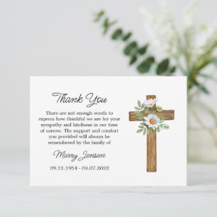 Daisy Cross Sympathy Thank You Card