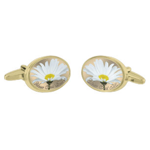 Daisy Cufflinks Personalized Wildflower Cufflinks
