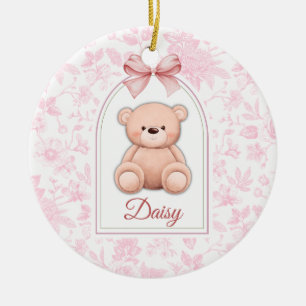 Daisy Custom Pink Teddy Bear Nursery Design Ceramic Ornament