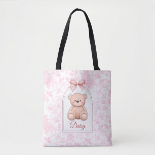 Daisy   Custom Pink Teddy Bear Nursery Design  Tote Bag