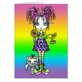 "Daisy" Cute Flower Child Cat Fairy Art Card (Front)
