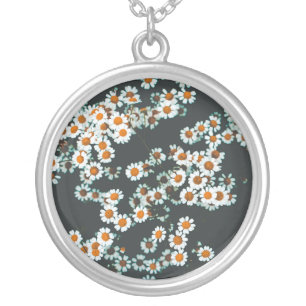 Daisy Daisies Floral Silver Plated Necklace