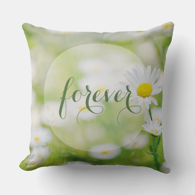 Daisy Daisies Flower Floral Summer Wedding Forever Throw Pillow (Front)