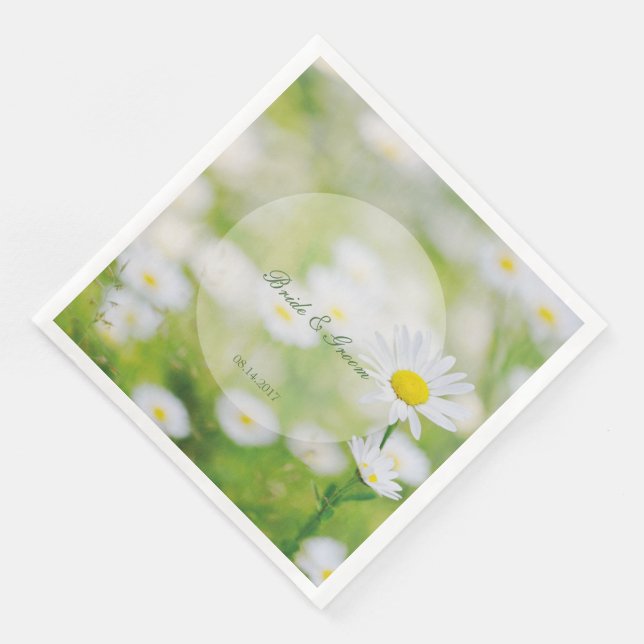 Daisy Daisies Flower Floral Summer Wedding Paper Dinner Napkins (Corner)