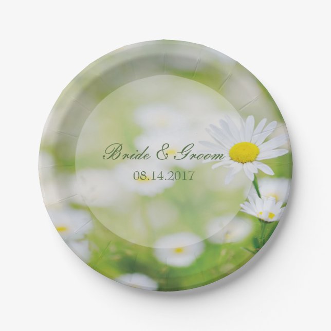 Daisy Daisies Flower Floral Summer Wedding Paper Plates (Front)