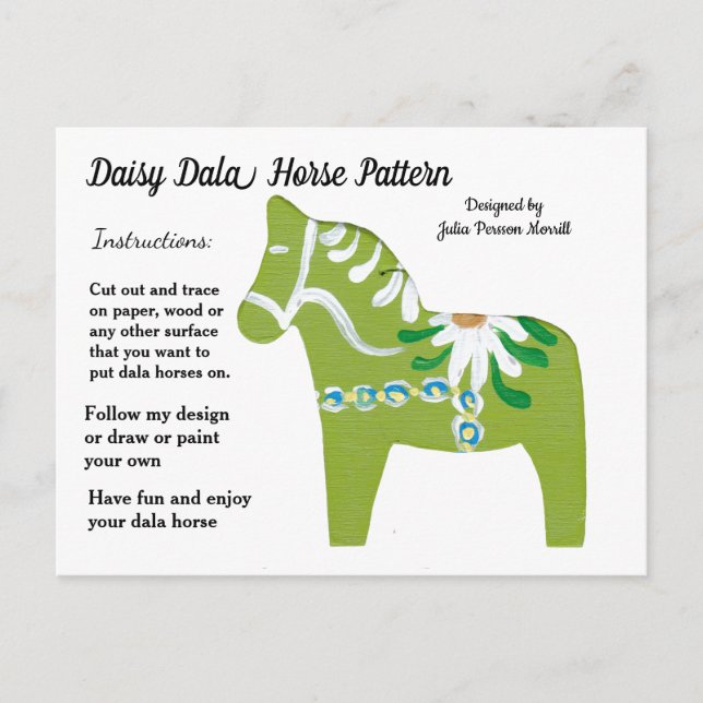 Daisy Dala Horse Pattern to Share Holiday Postcard (Front)