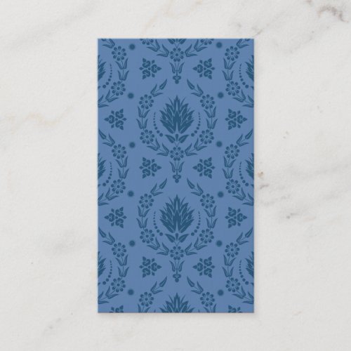 Daisy Damask, Bamboo in Shades of Blue Business Card Template