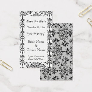 Daisy Damask Black White Custom Save the Date Card
