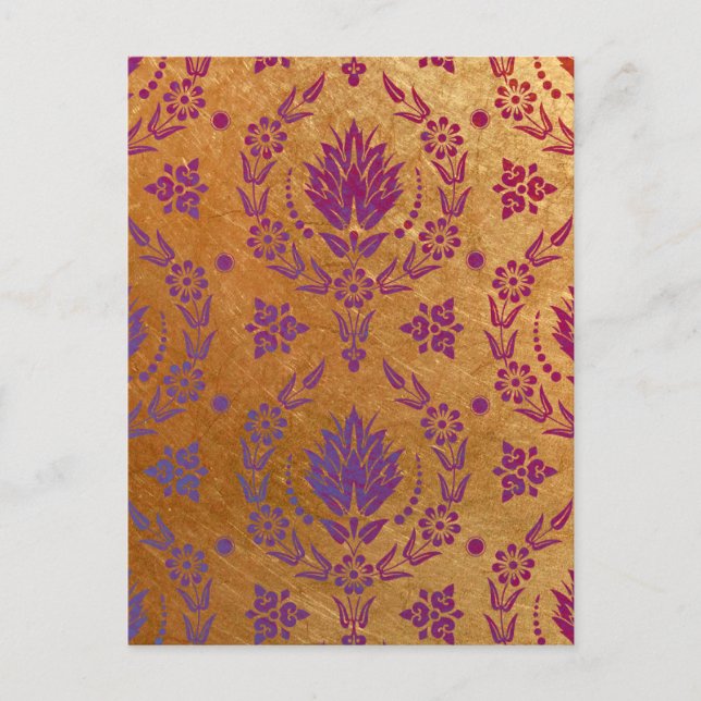 Daisy Damask, BRUSHED METAL Postcard (Front)