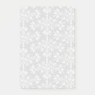 Daisy Damask Pattern in White on Black Post-it Notes