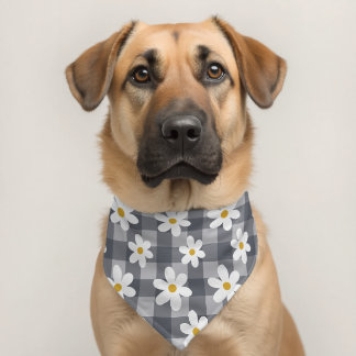 Daisy Days Bandana - Black Gingham Pet Bandana Collar
