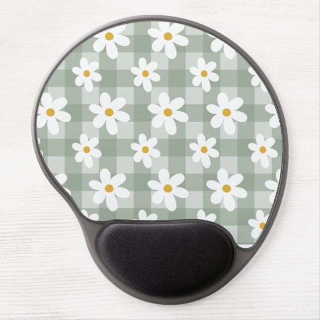 Daisy Days Gel Mousepad - Green Gingham (Front)