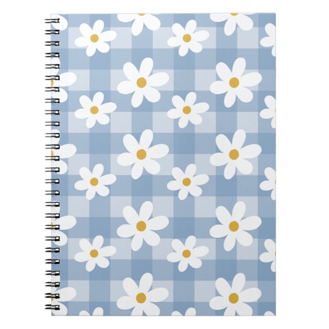 Daisy Days Notebook - Blue Gingham (Front)