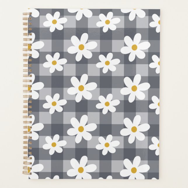 Daisy Days Planner - Black Gingham (Front)