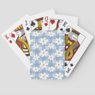 Daisy Days Playing Cards - Blue Gingham