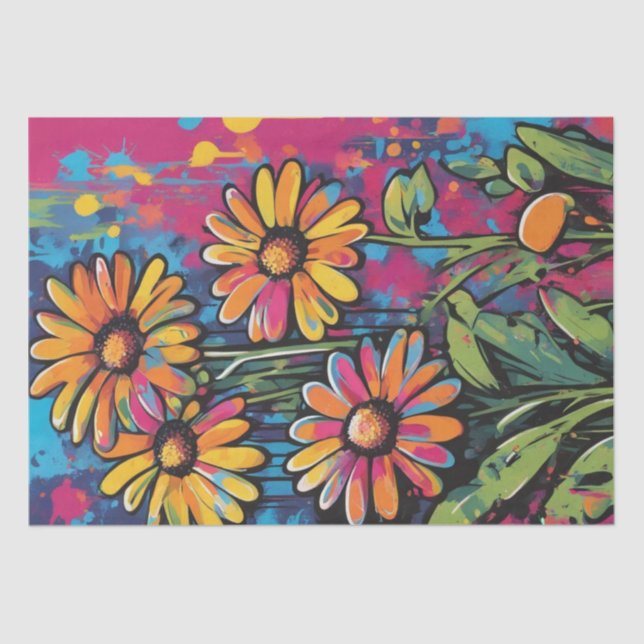 Daisy Delight Pop Art Blossoms decoupage paper (Front)