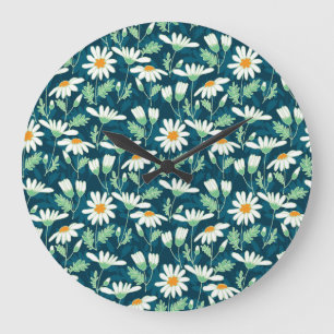 Daisy Ditsy Chamomile Romantic Print Large Clock