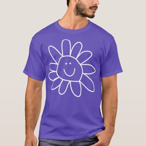 Daisy Doodle Flower in White T_Shirt
