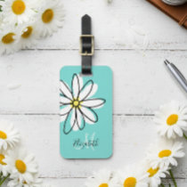 Daisy Doodle Flower Personalized  Monogram Luggage Tag