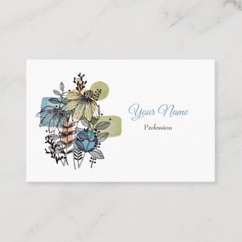 Daisy Doodle In Ink And Watercolor Business Card