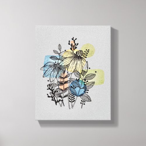 Daisy Doodle In Ink And Watercolor Canvas Print