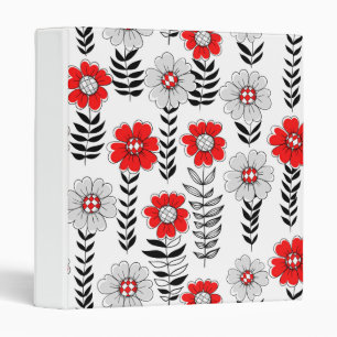 Daisy doodles in red and black 3 ring binder
