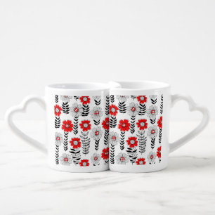 Daisy doodles  in red and black coffee mug set