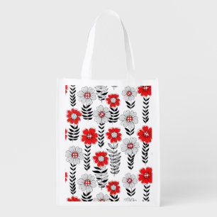 Daisy doodles  in red and black grocery bag