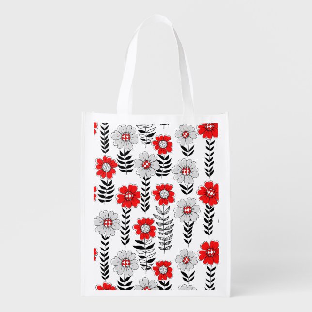Daisy doodles  in red and black grocery bag (Front)