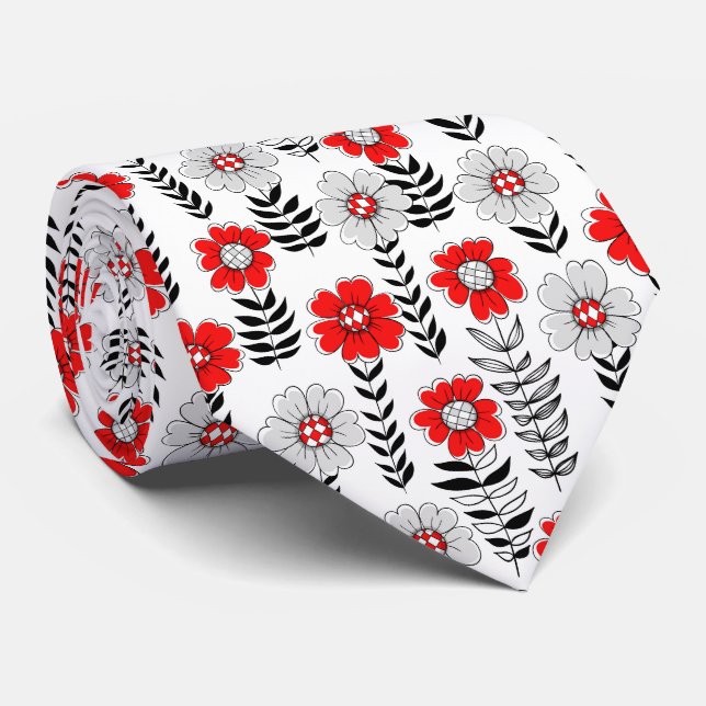 Daisy doodles  in red and black neck tie (Rolled)
