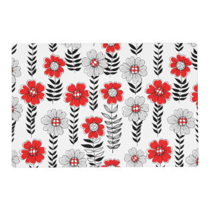 Daisy doodles  in red and black placemat