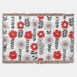 Daisy doodles in red and black throw blanket