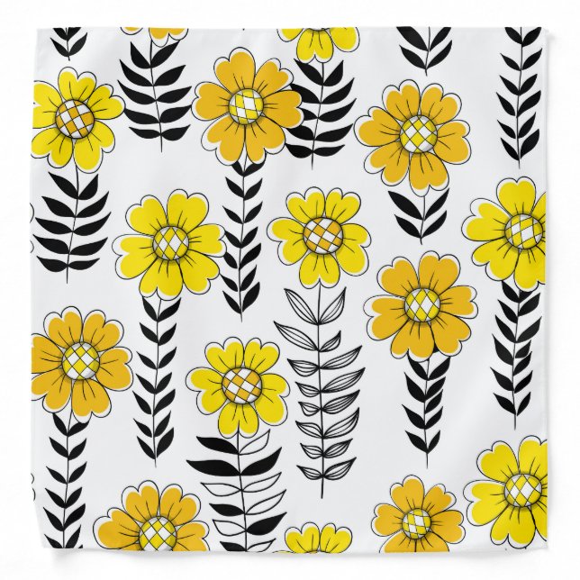 Daisy doodles  in yellow and black bandana (Front)