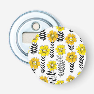 Daisy doodles in yellow and black bottle opener