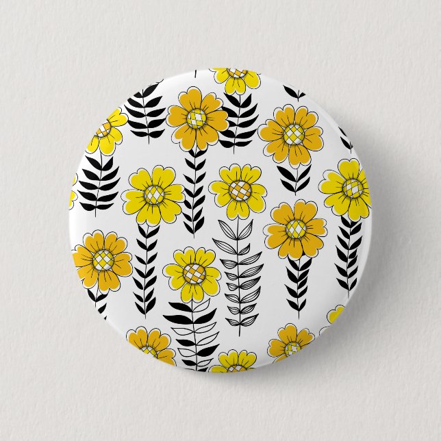 Daisy doodles  in yellow and black button (Front)